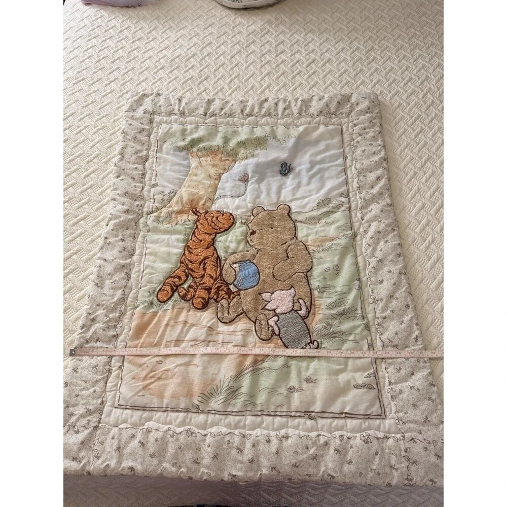 Vintage Disney Classic Winnie The Pooh Crib Quilt Butterfly Tigger Piglet Baby